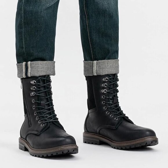 NEW! Boots for Men Leather Casual Dress Shoes Combat Boots Men-Black main image 5